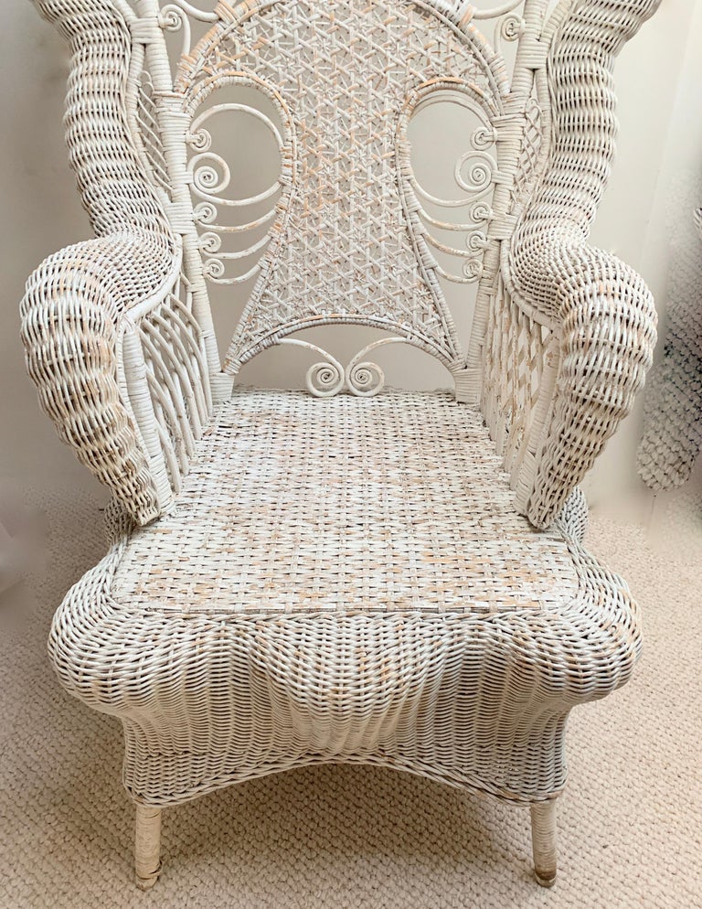 Set of Three White Victorian Wicker Chairs at 1stDibs