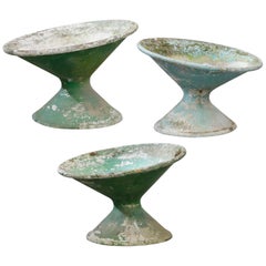 Vintage Set of Three Willy Guhl for Eternit Tilted Concrete Planters, circa 1968