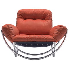 'Wilo' Lounge Chair in Red Leather by Lennart Bender