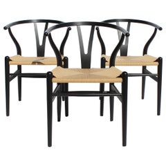 Set of Three Wishbone Chairs, Model CH24, by Hans J. Wegner