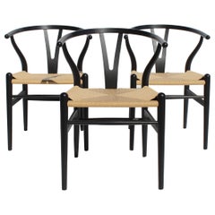 Set of Three Wishbone Chairs, Model CH24, by Hans J. Wegner