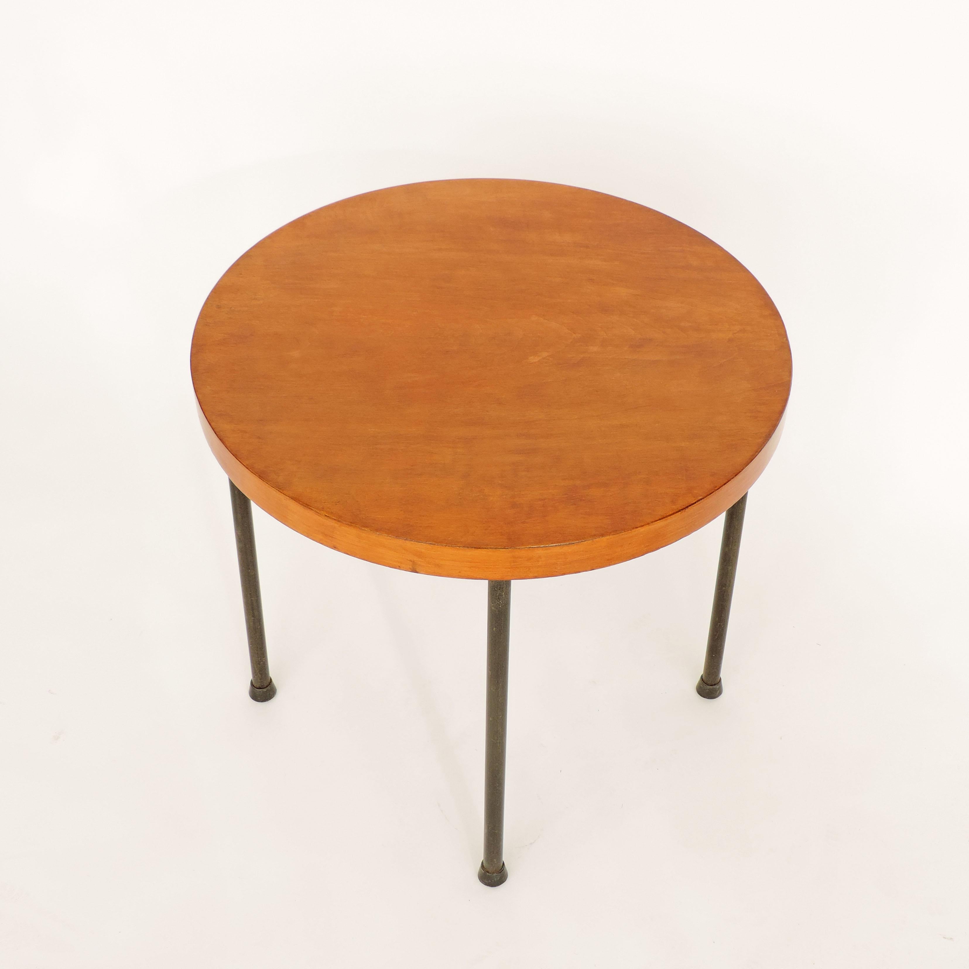 European Set of Three Wood and Metal Side Tables France or Italy, 1950s For Sale