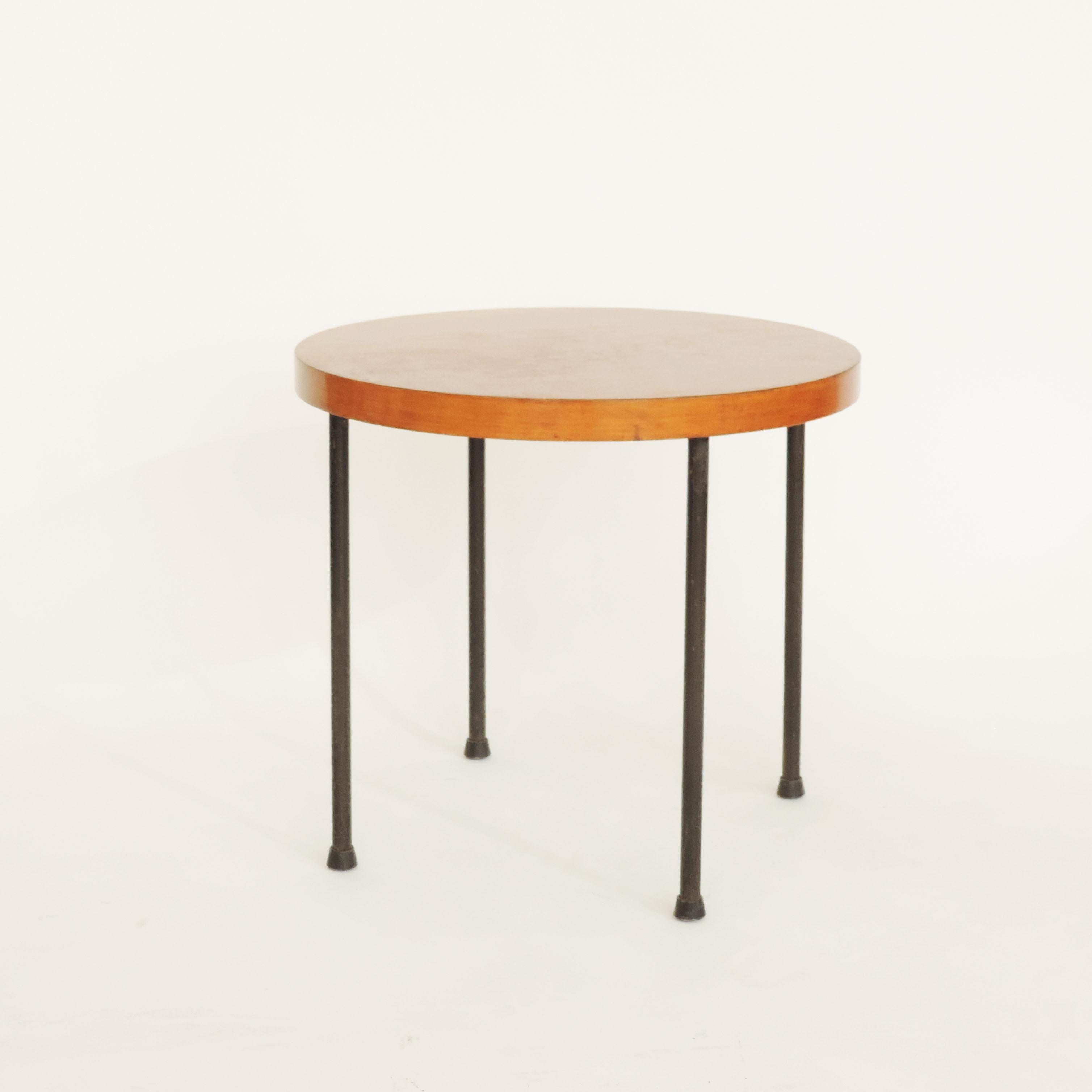Mid-20th Century Set of Three Wood and Metal Side Tables France or Italy, 1950s For Sale