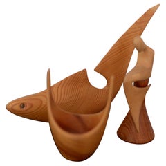 Set of Three Wood Carbing Miniatures by Johnny Mattsson