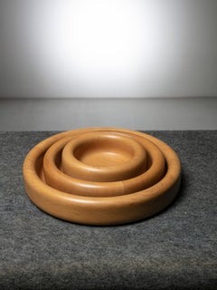 Set of Three Wood Centerpieces by Ingo Knuth, Italy, 1980s