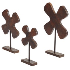 Set of Three Wooden Elements on Stands