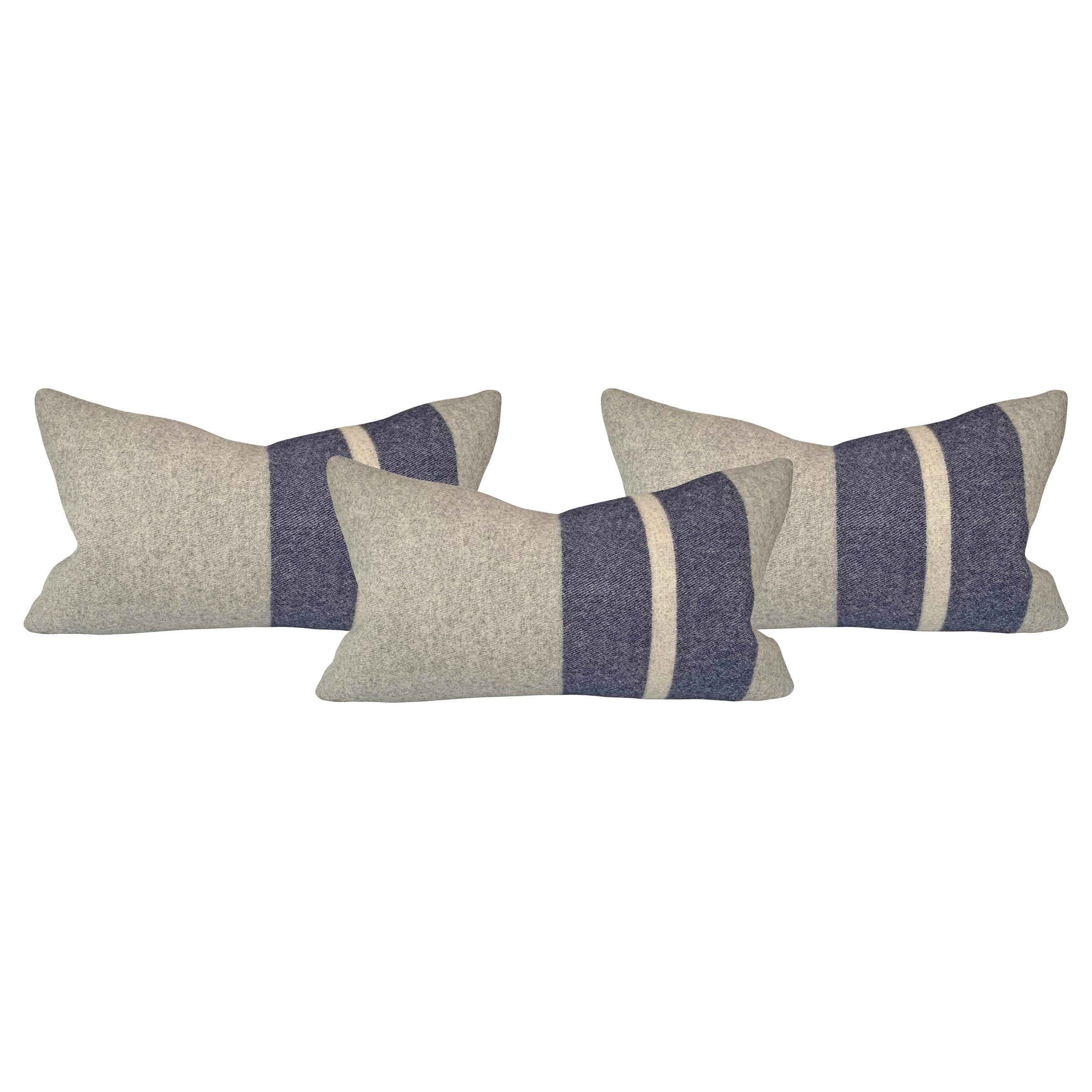 Set of Three Wool Striped Pillows