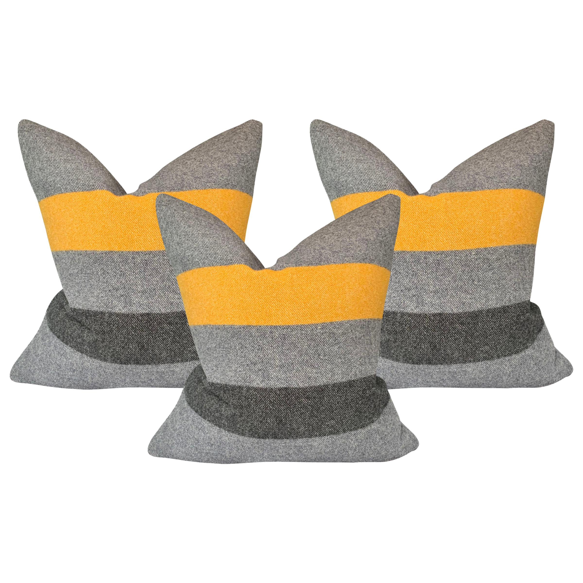 Set of Three Wool Striped Pillows