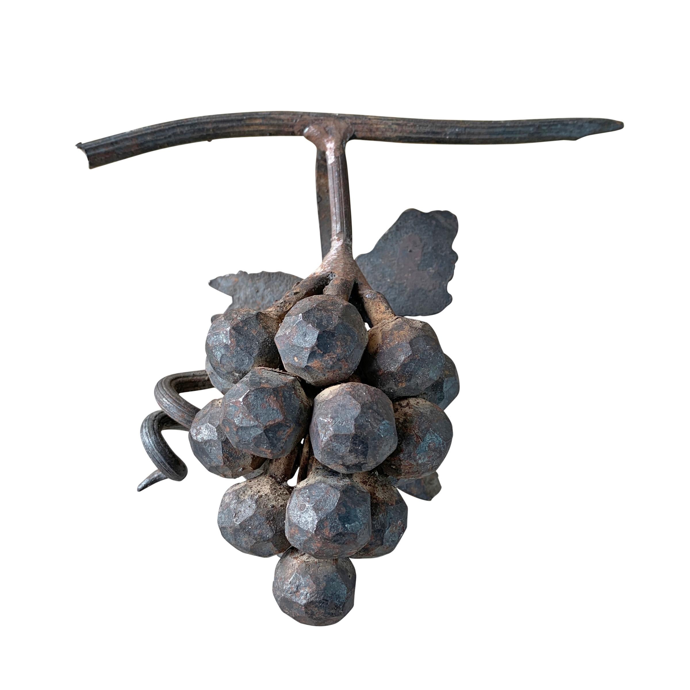 Rustic Set of Three Wrought Iron Grape Clusters