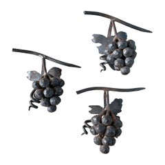 Vintage Set of Three Wrought Iron Grape Clusters