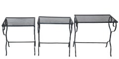 Set of Three Wrought Iron Nesting Garden Patio Poolside Tables att. to Woodard