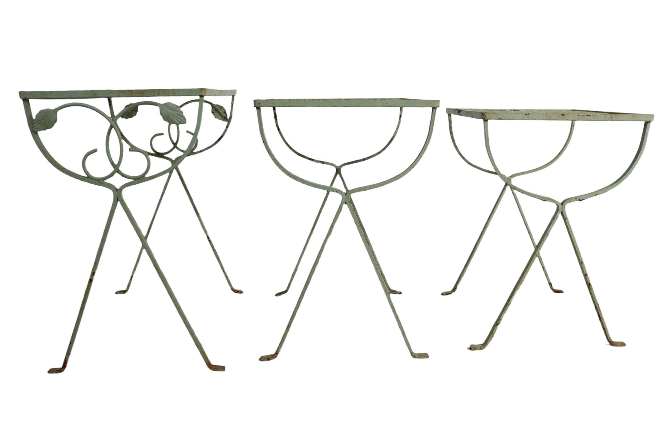 Set of Three Wrought Iron  Nesting Garden Patio Poolside Tables by Salterini 2
