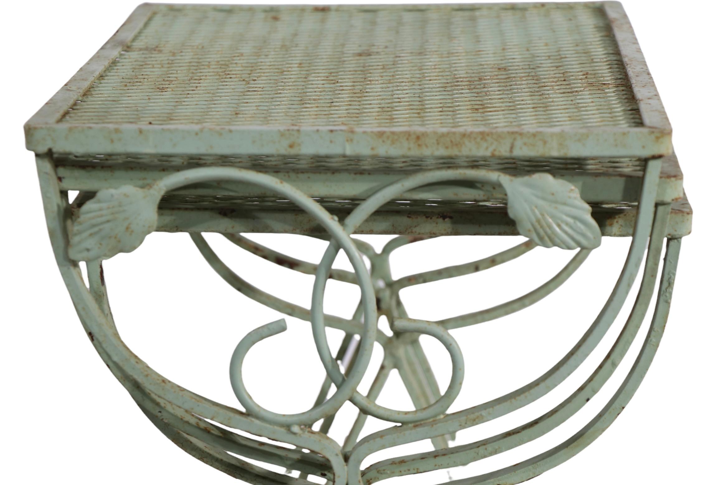 Set of Three Wrought Iron  Nesting Garden Patio Poolside Tables by Salterini 3