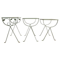Set of Three Wrought Iron  Nesting Garden Patio Poolside Tables by Salterini