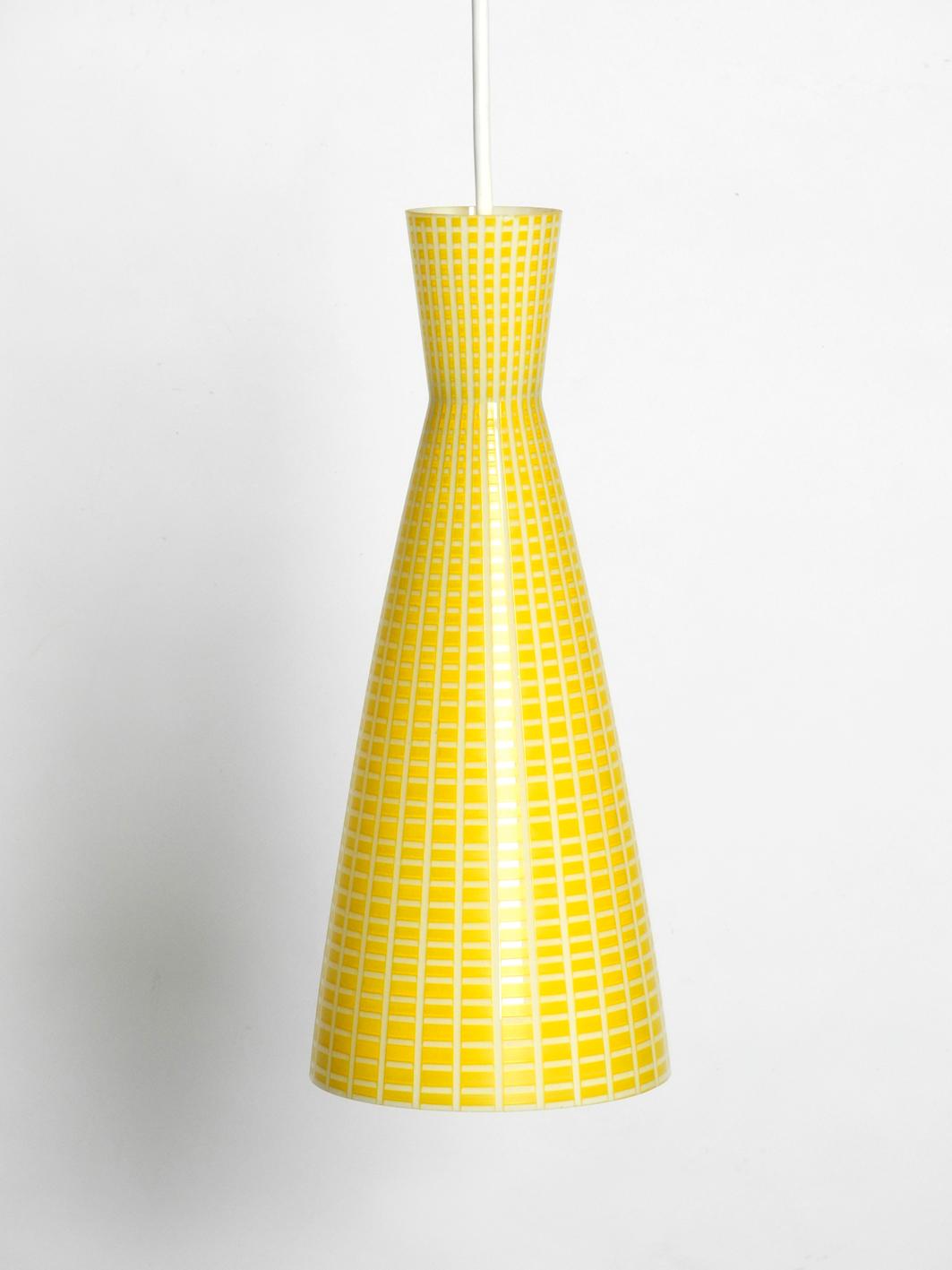 Set of Three Yellow Midcentury Glass Diabolo Pendant Lamp by Aloys Gangkofner 4