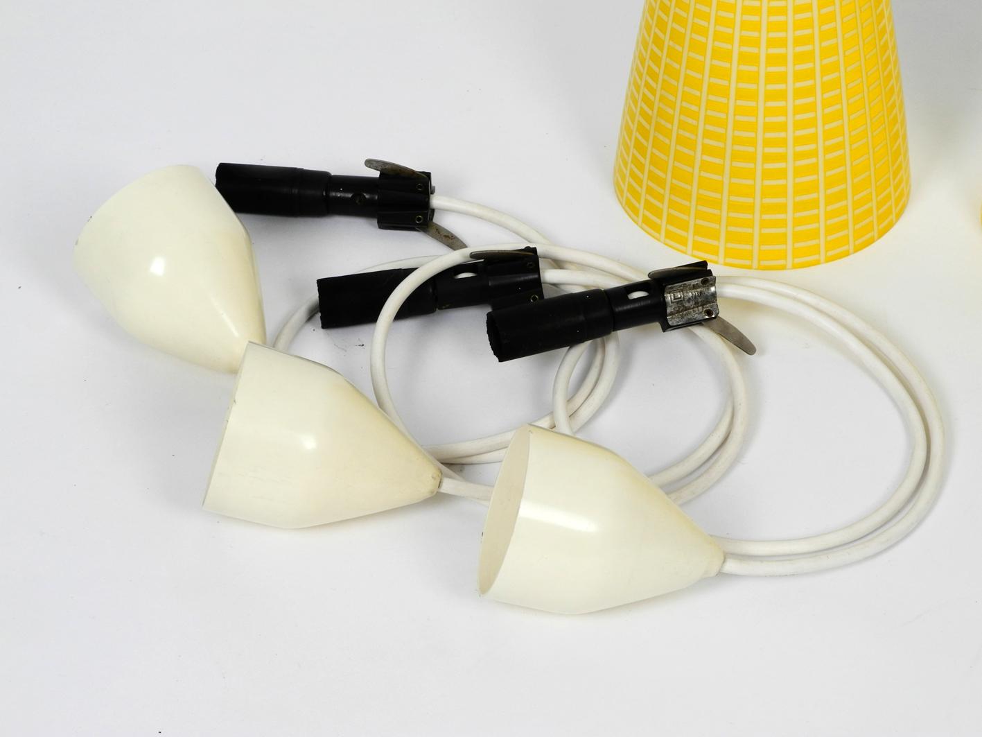 Set of Three Yellow Midcentury Glass Diabolo Pendant Lamp by Aloys Gangkofner 5