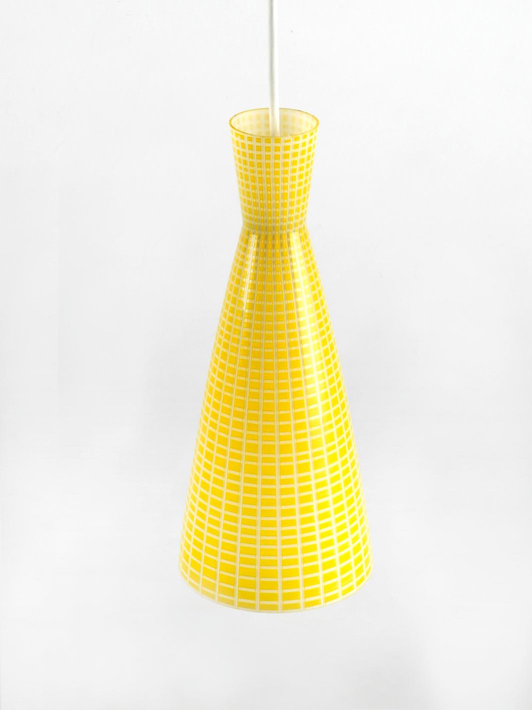 Mid-20th Century Set of Three Yellow Midcentury Glass Diabolo Pendant Lamp by Aloys Gangkofner