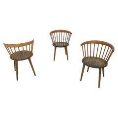 Set of Three Yngve Ekstrom for Nesto Spindle Back "Circle" Chairs, Sweden 1950's