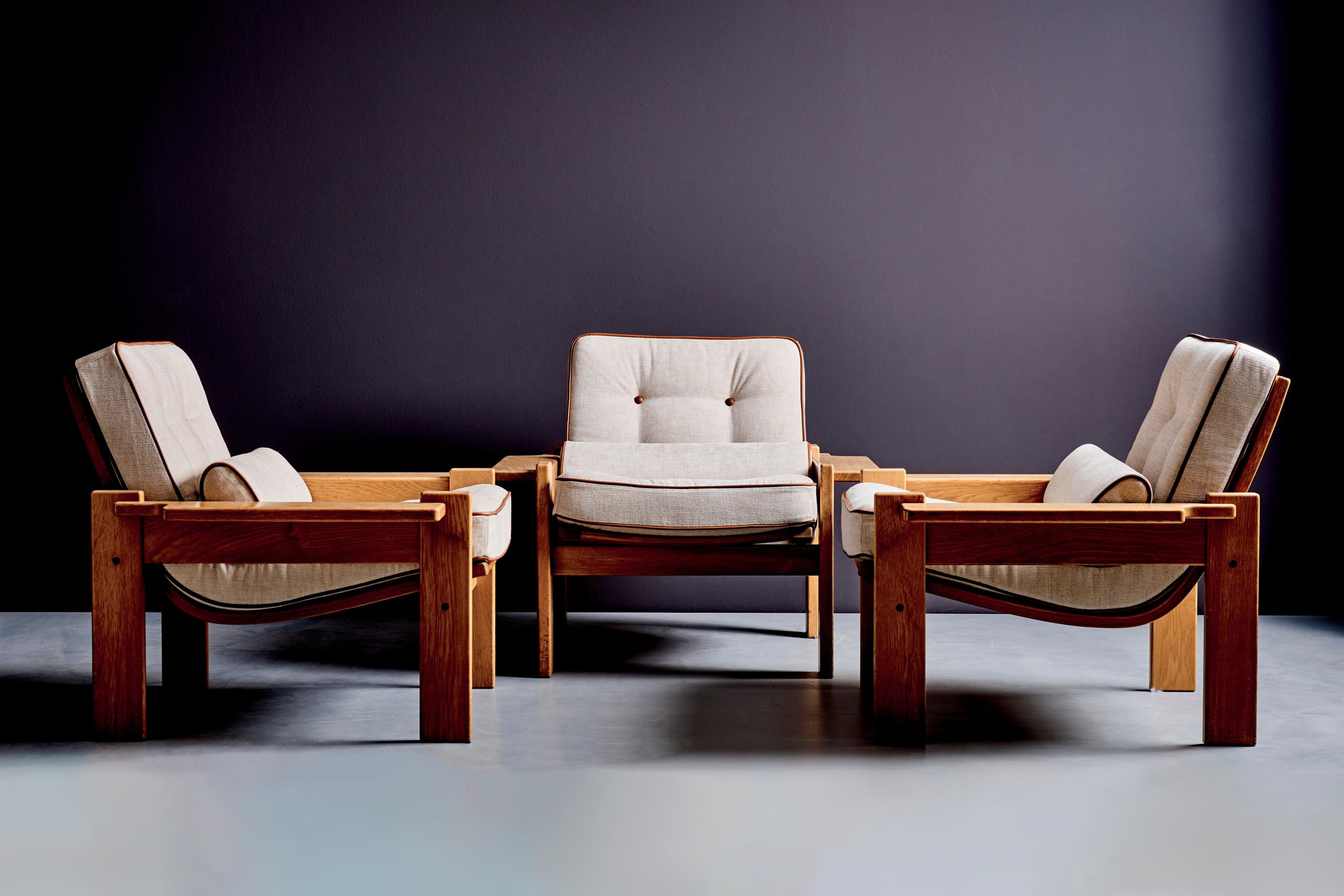 Suédois Ensemble de trois chaises longues Yngve Ekström pour Swedese en vente