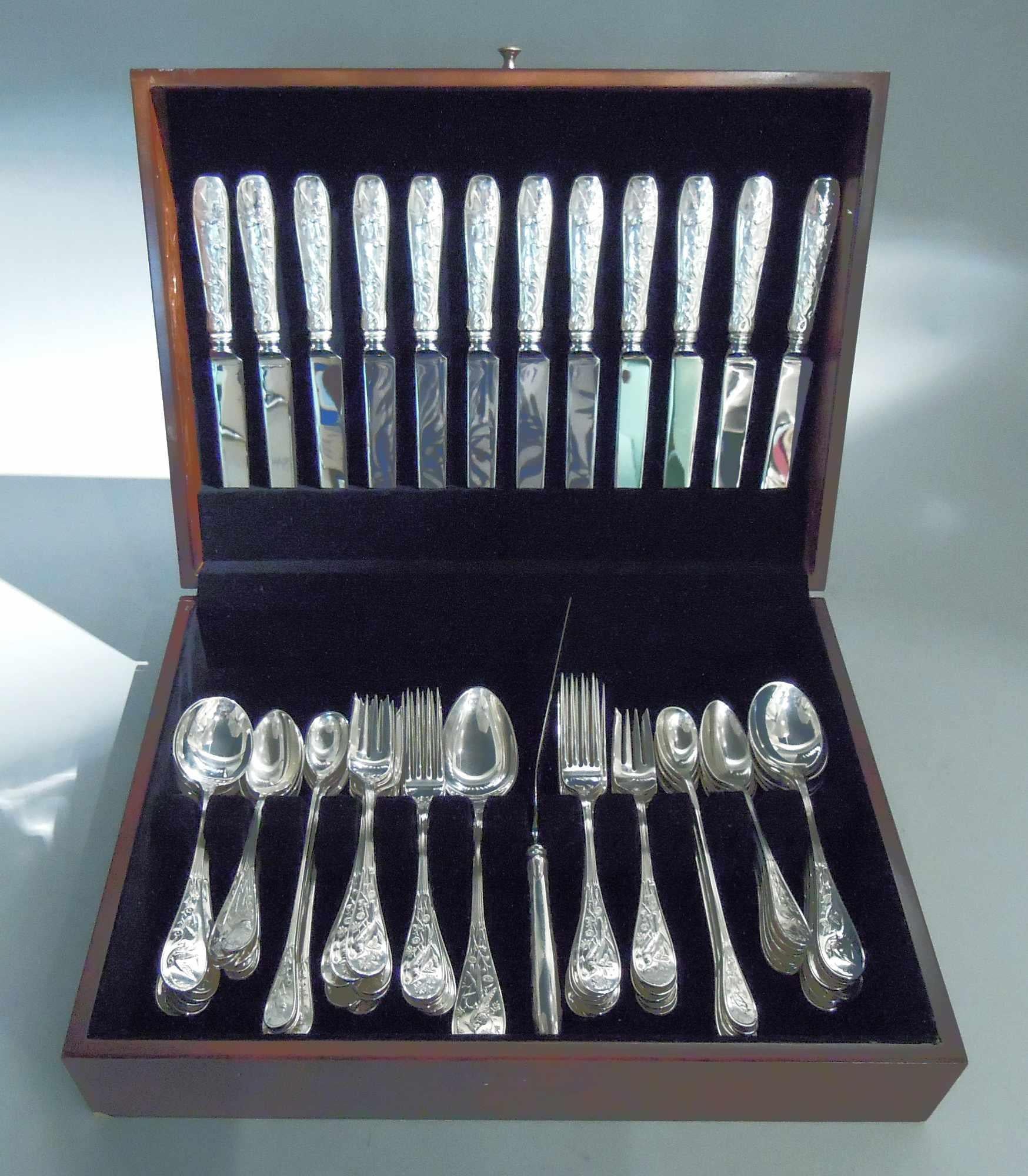 Set of Tiffany Audubon Sterling Silver with 74 Pieces for 12 In Good Condition In New York, NY