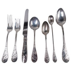 Set of Tiffany Audubon Sterling Silver with 74 Pieces for 12