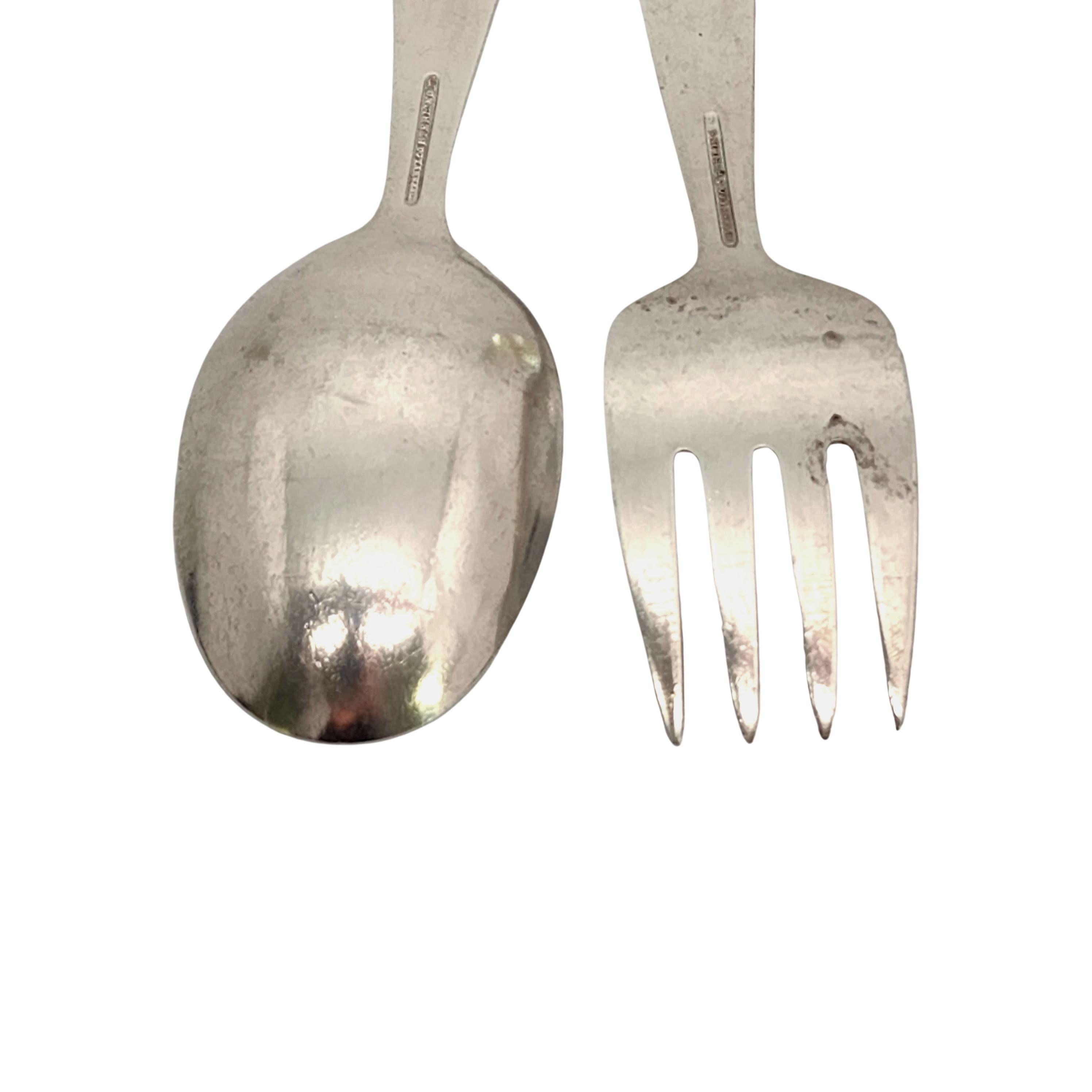 Women's or Men's Set of Tiffany & Co Cordis Sterling Silver Infant Baby Child Feeding Spoon Fork