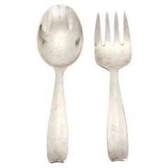 Set of Tiffany & Co Cordis Sterling Silver Infant Baby Child Feeding Spoon Fork
