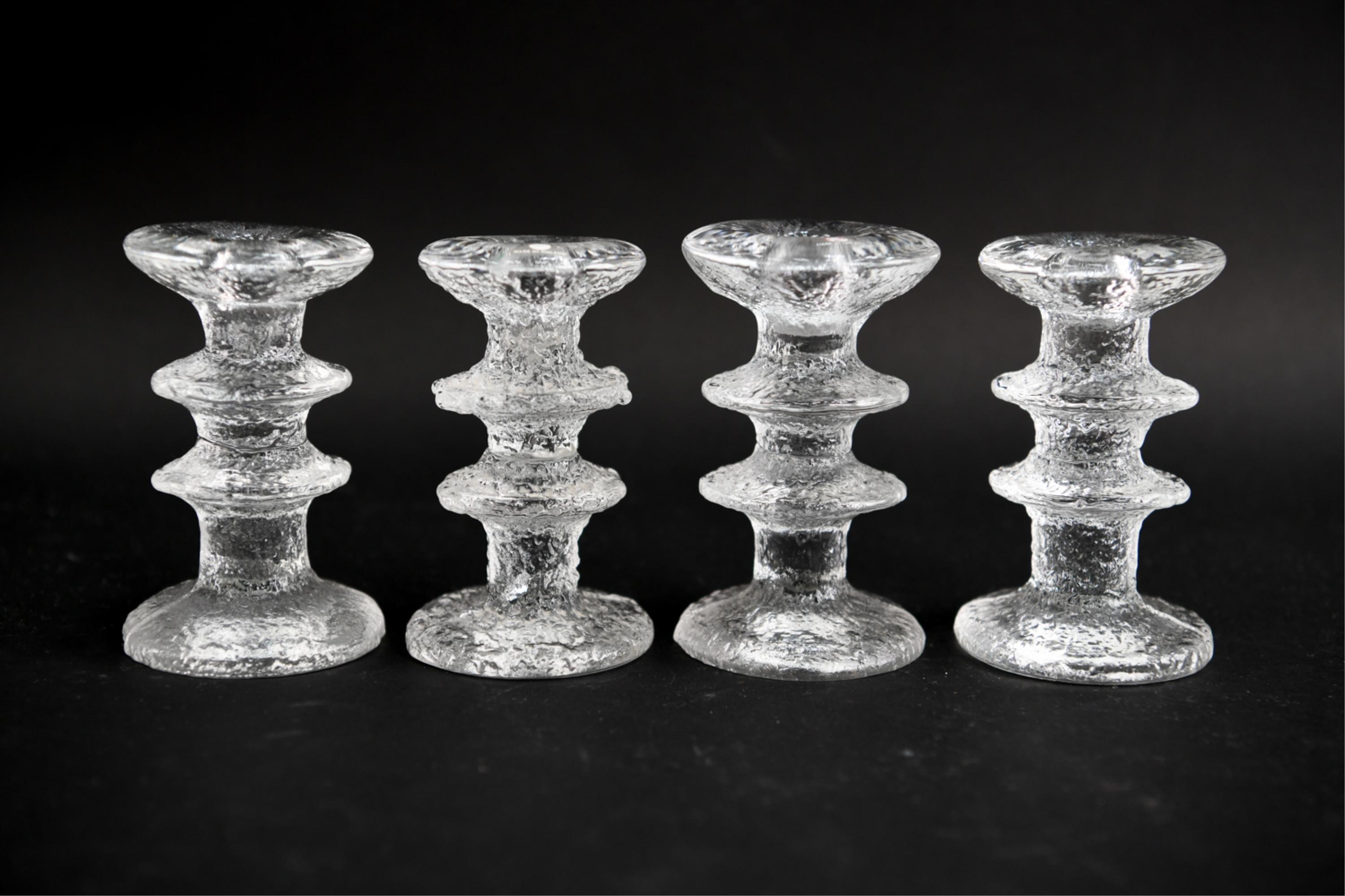 Set von Timo Sarpaneva für Iittala-Eisglas-Kerzenständern 4