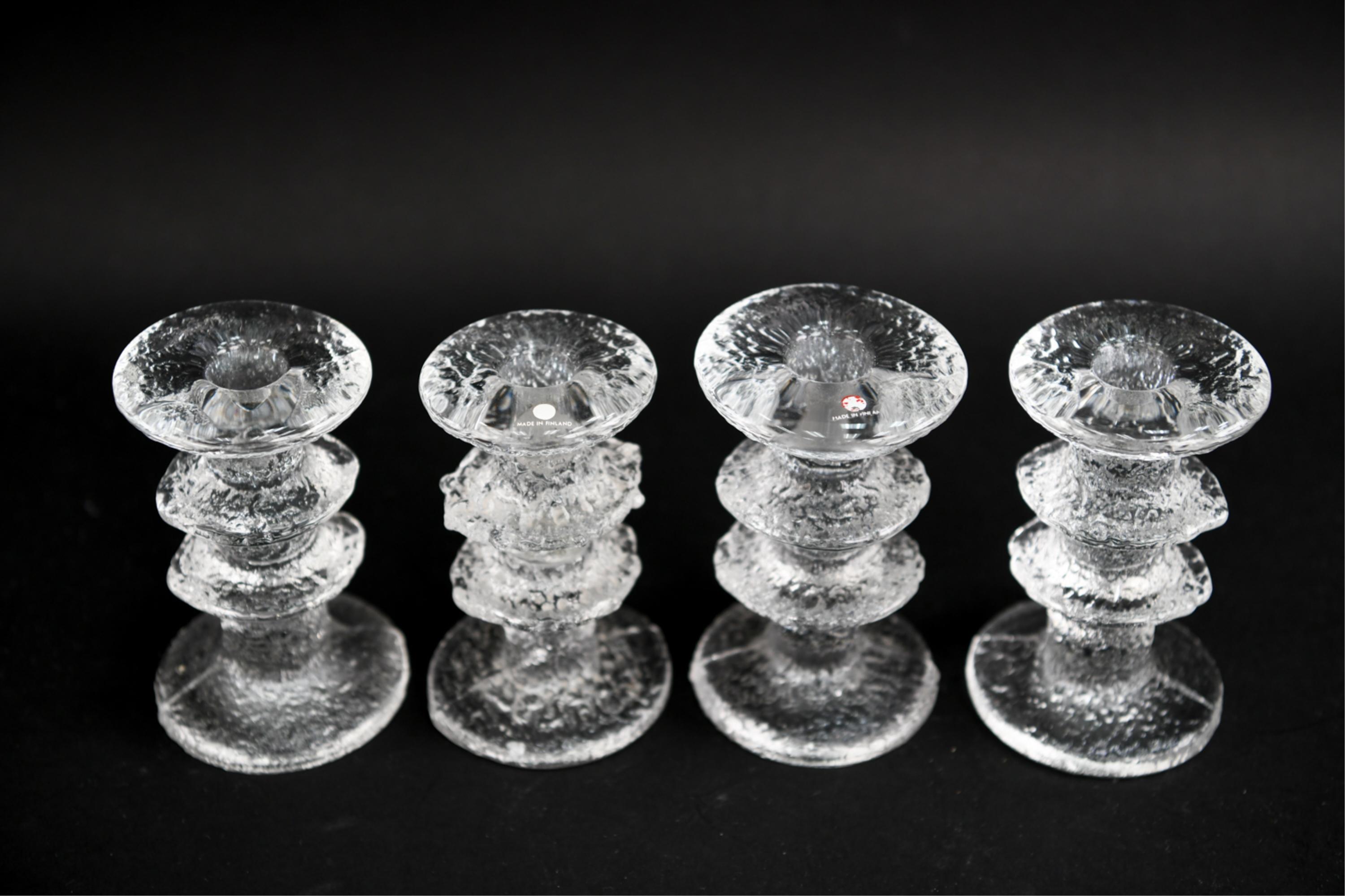 Set of Timo Sarpaneva for Iittala Ice Glass Candlesticks 3