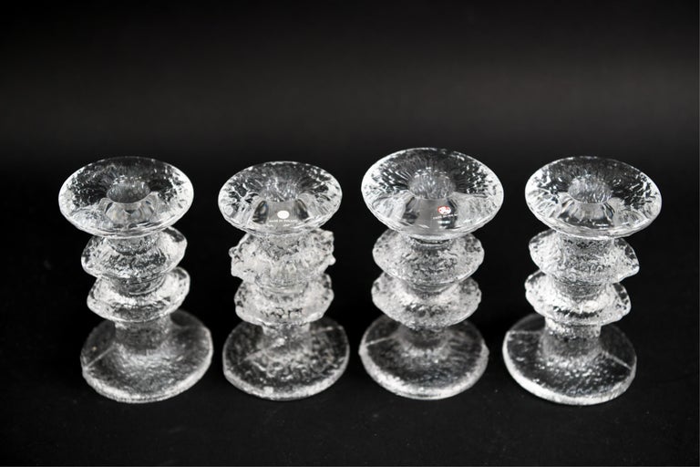 Set of Timo Sarpaneva for Iittala Ice Glass Candlesticks 6