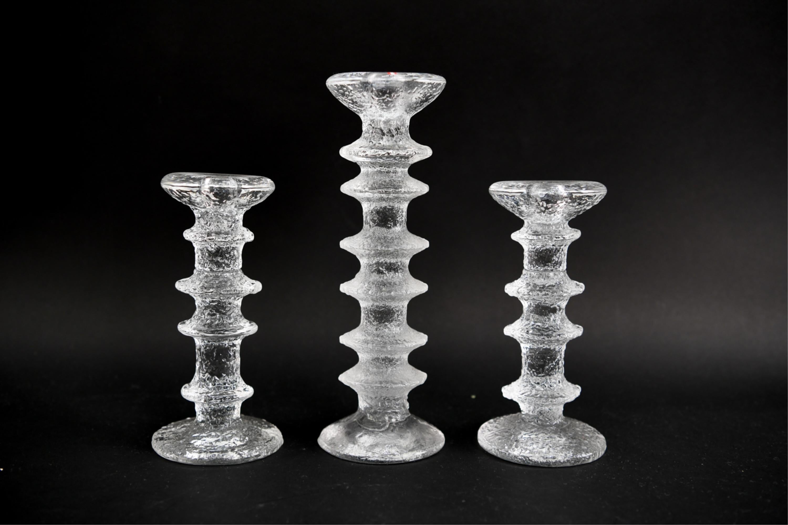 Set von Timo Sarpaneva für Iittala-Eisglas-Kerzenständern 6