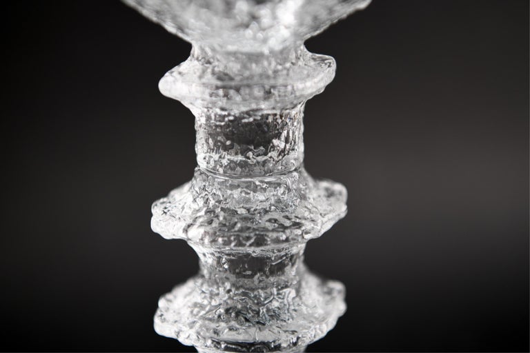 Set of Timo Sarpaneva for Iittala Ice Glass Candlesticks 9