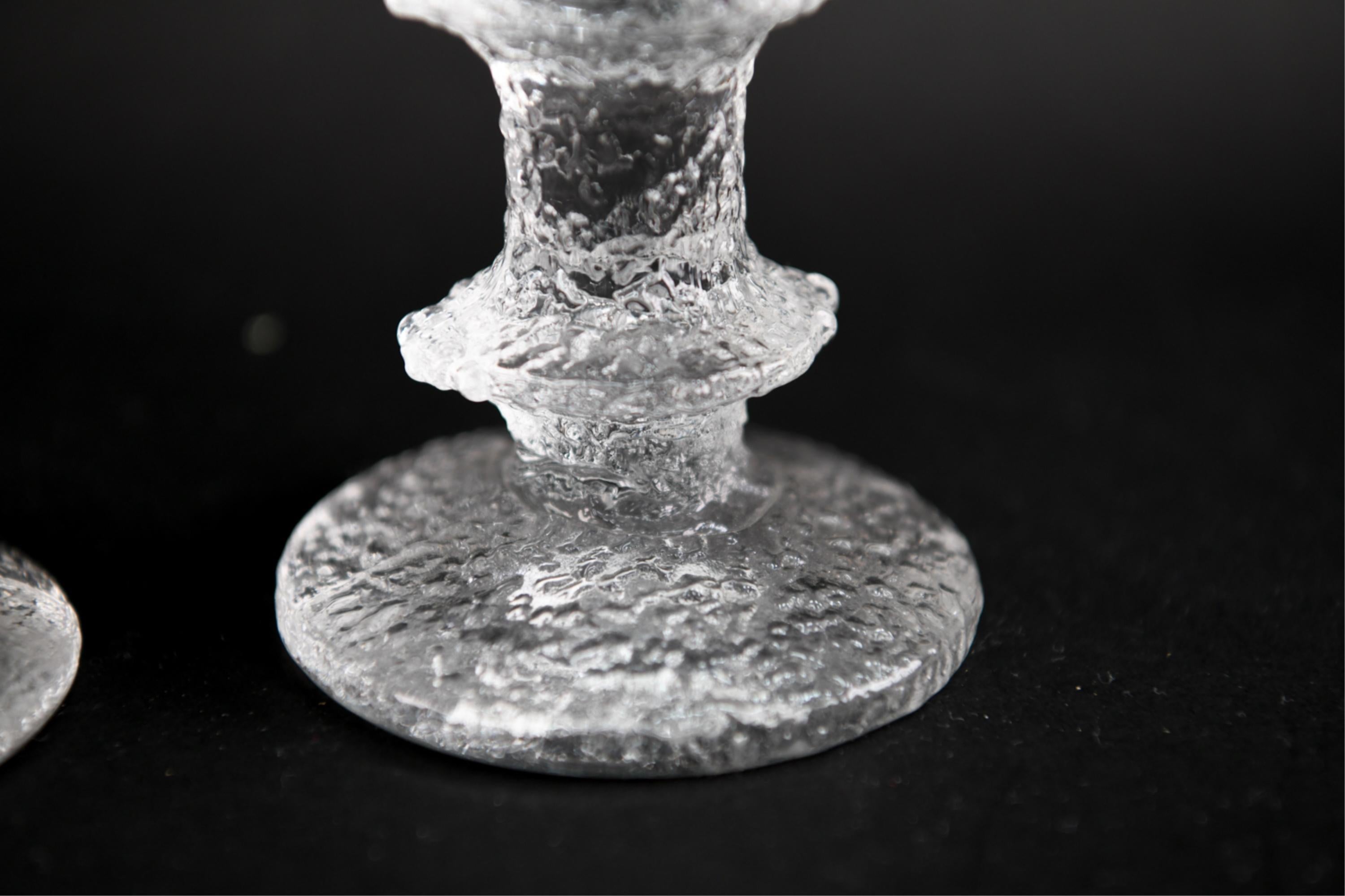 Set of Timo Sarpaneva for Iittala Ice Glass Candlesticks 7
