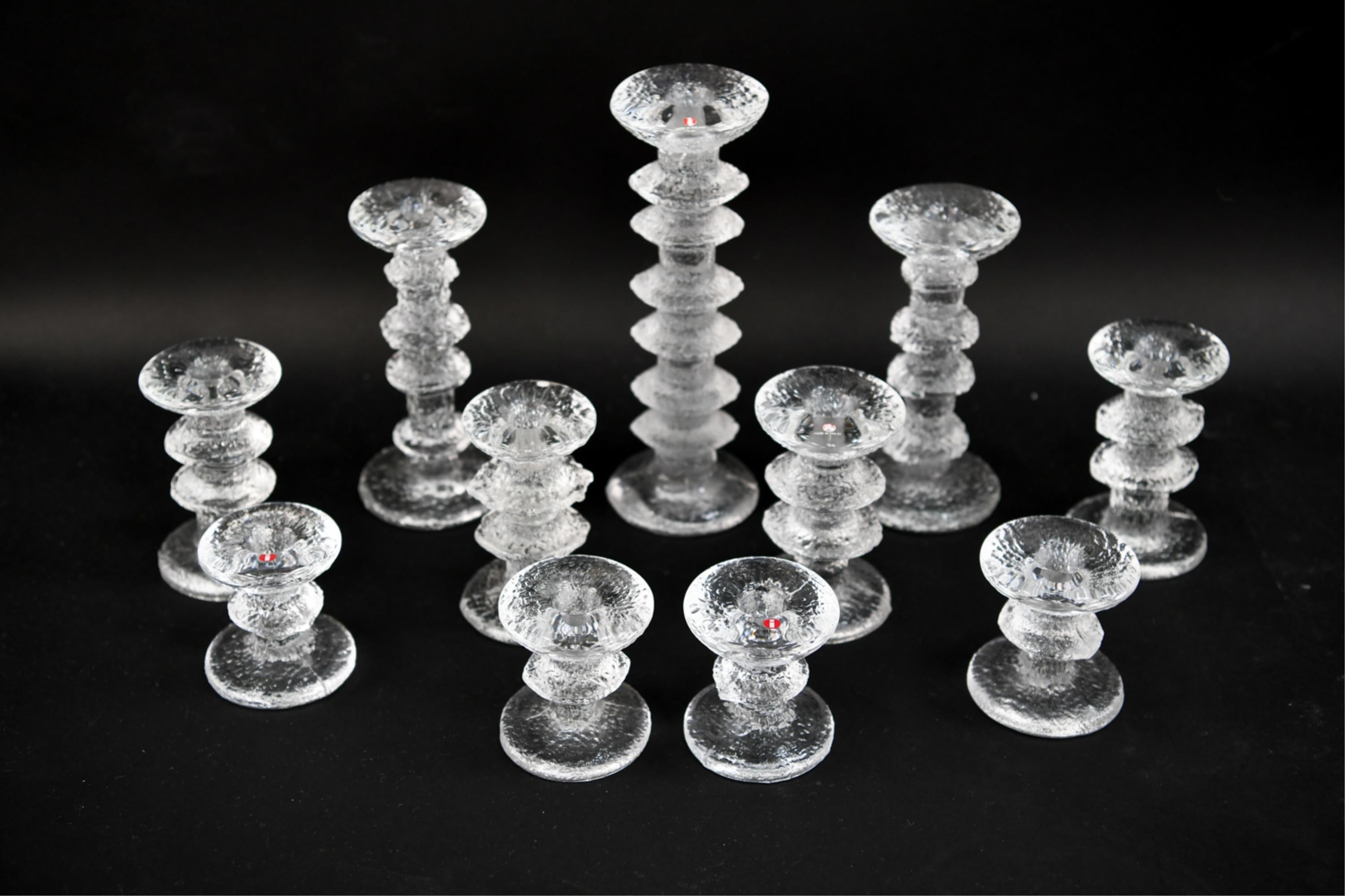 Set von Timo Sarpaneva für Iittala-Eisglas-Kerzenständern (Moderne der Mitte des Jahrhunderts)