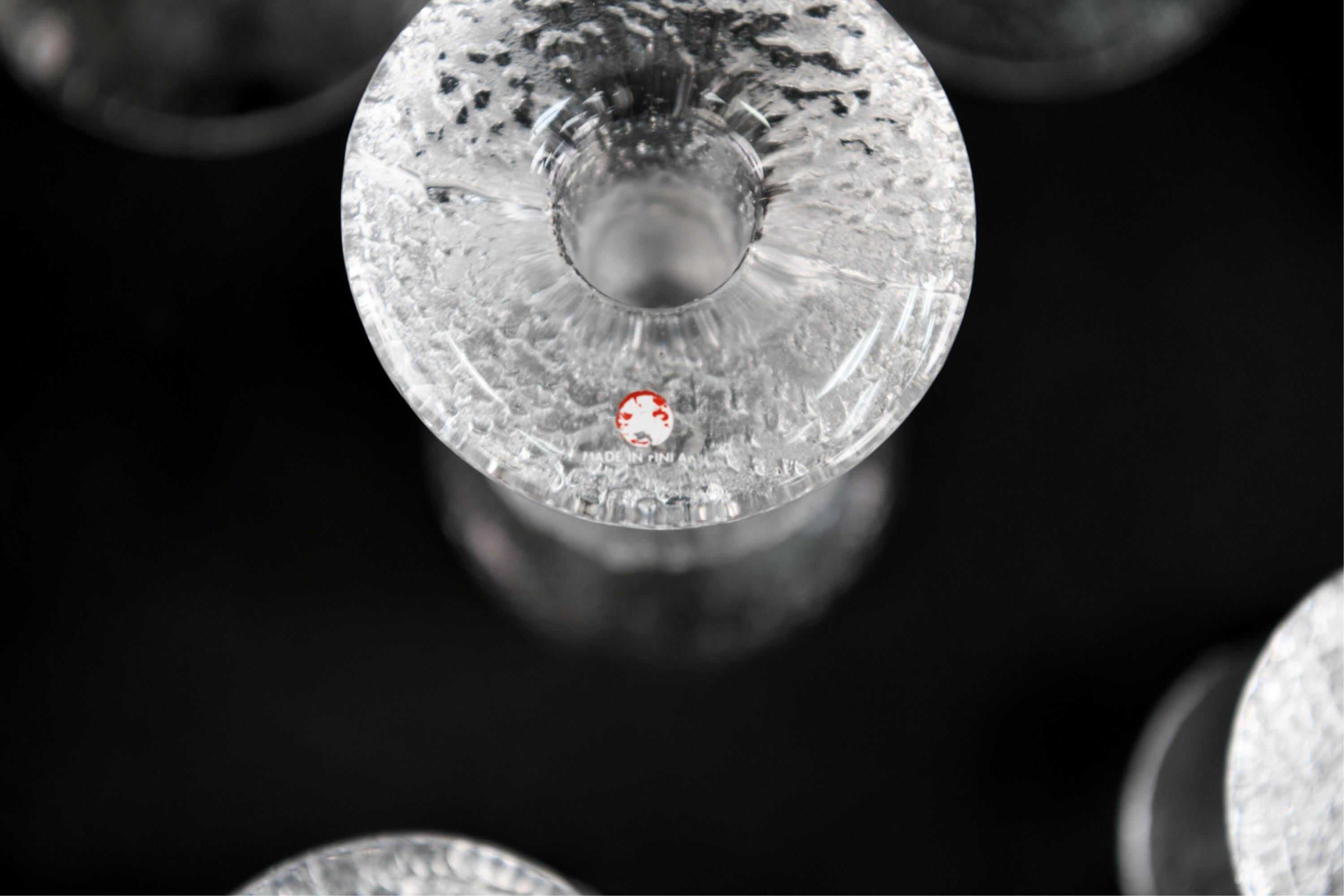 Mid-Century Modern Set of Timo Sarpaneva for Iittala Ice Glass Candlesticks