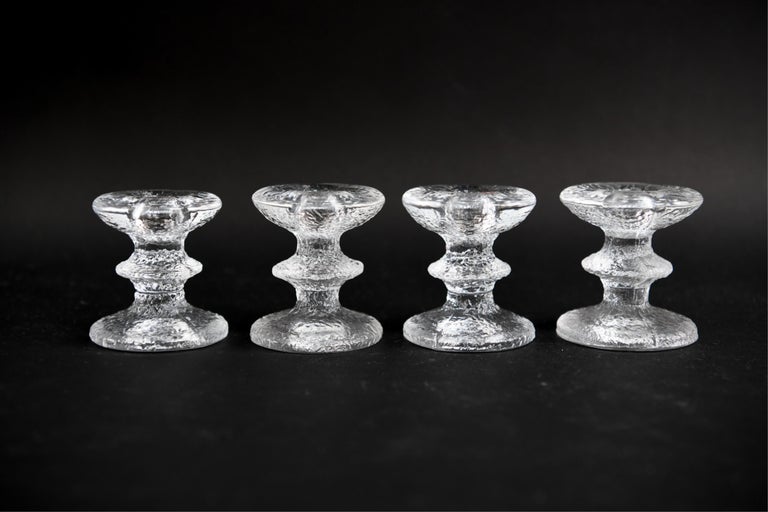 Set of Timo Sarpaneva for Iittala Ice Glass Candlesticks 2
