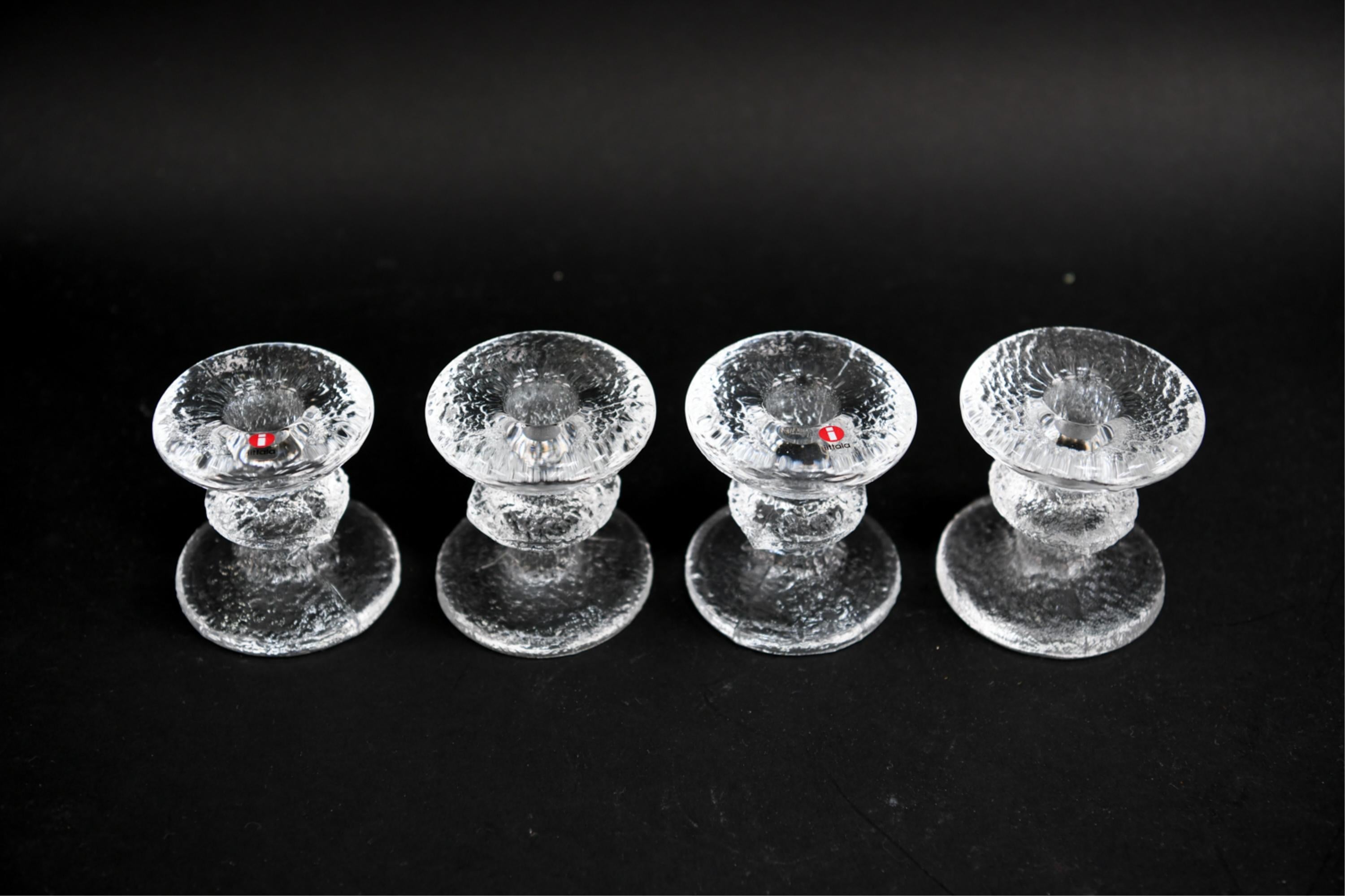 20th Century Set of Timo Sarpaneva for Iittala Ice Glass Candlesticks