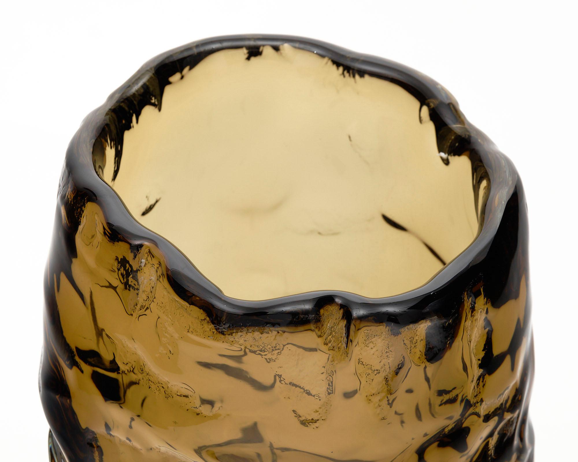 Murano Glass Set of Tobacco “Burri” Vases For Sale