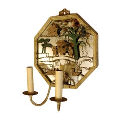 Set of Tole Chinoiserie Sconces with Mirror Backs, Sold Per Pair