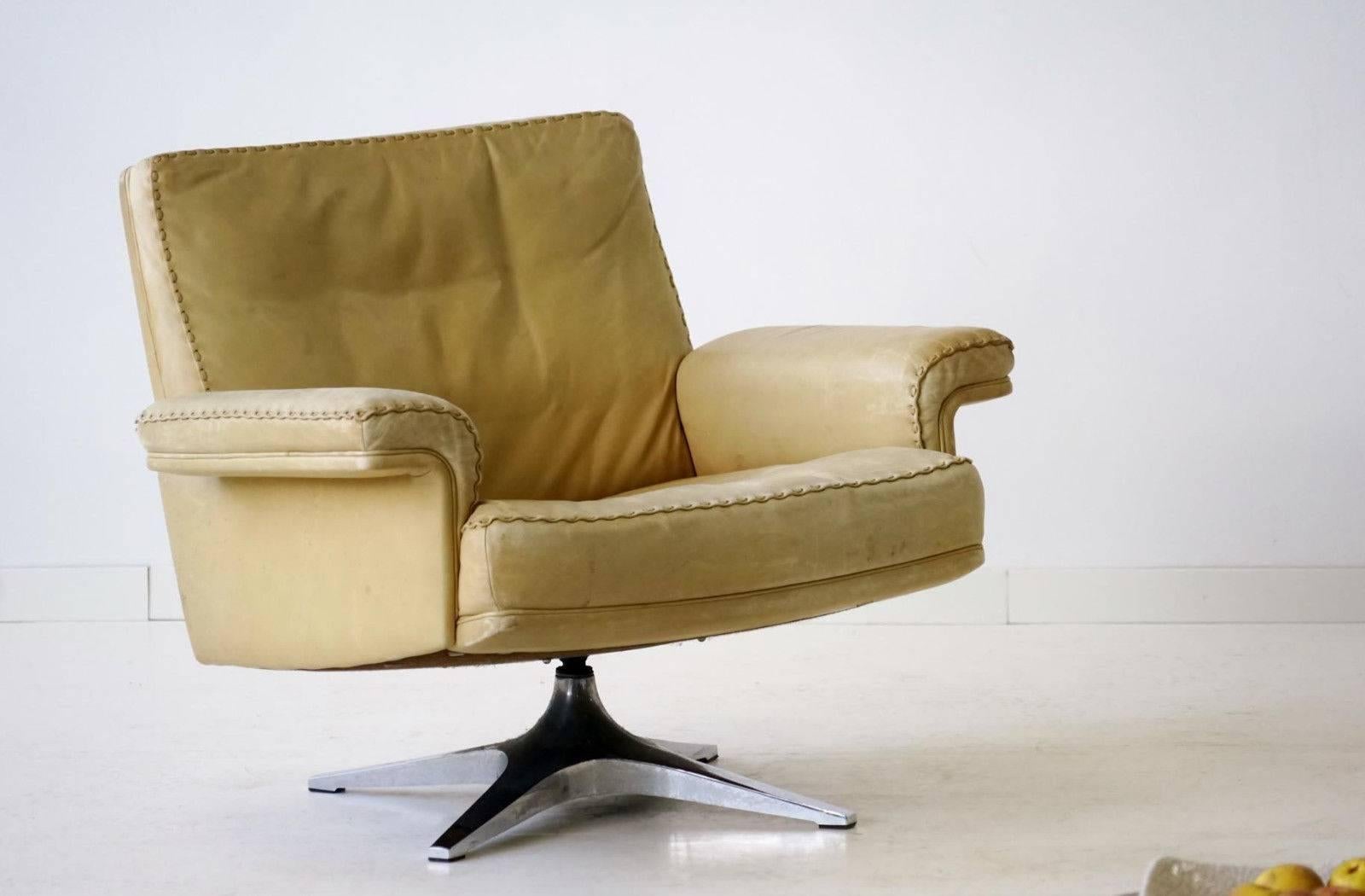 Set aus Tow DS 35 Ledersessel von De Sede Loungesessel, drehbar im Zustand „Gut“ in Telgte, DE