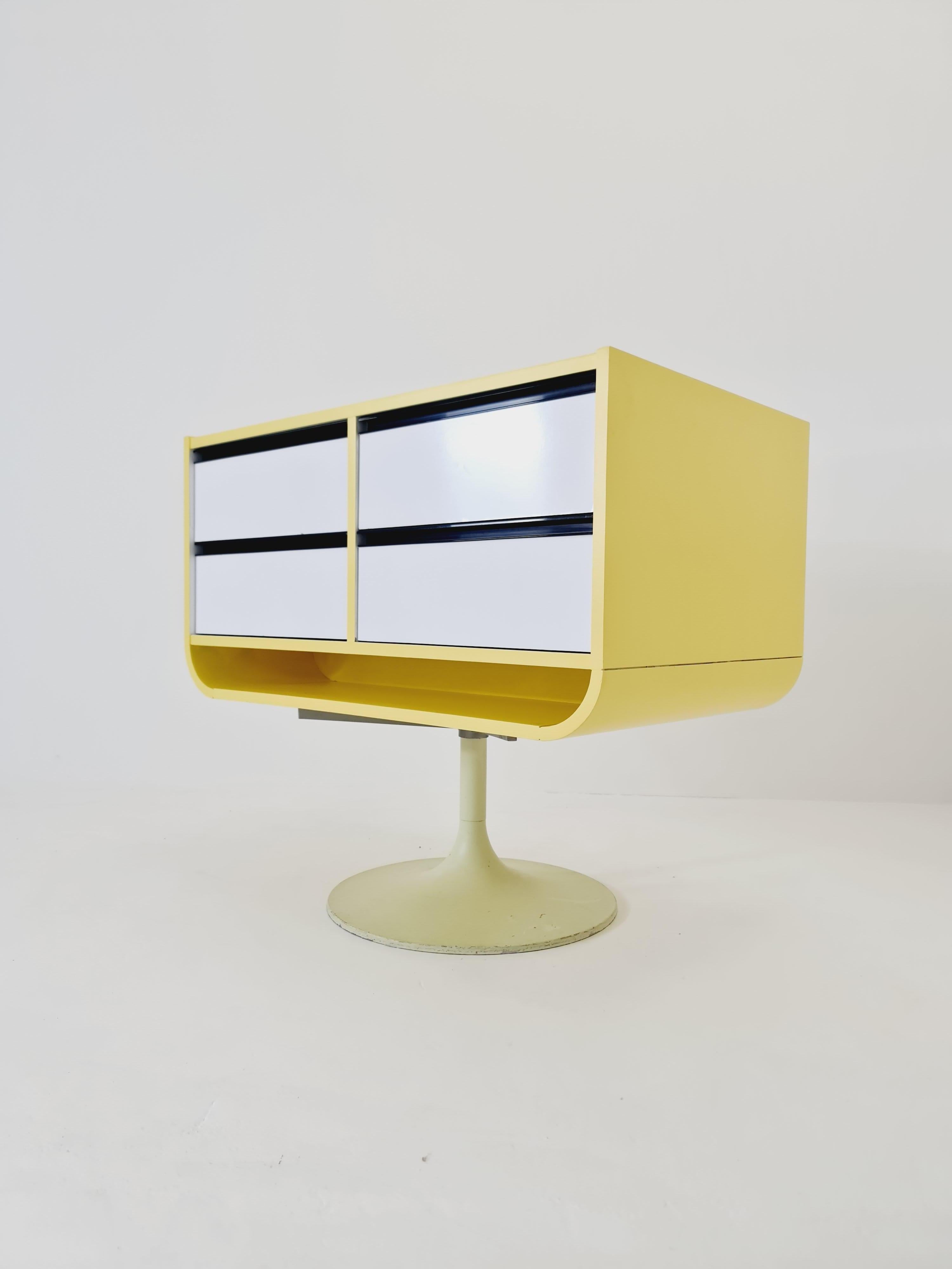 Set of Tow Space Age Midcentury Tulip Show Case Drawers with Glass Front, 1970s For Sale 1
