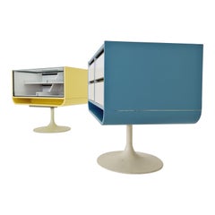 Set of Tow Space Age Midcentury Tulip Show Case Drawers with Glass Front, 1970s