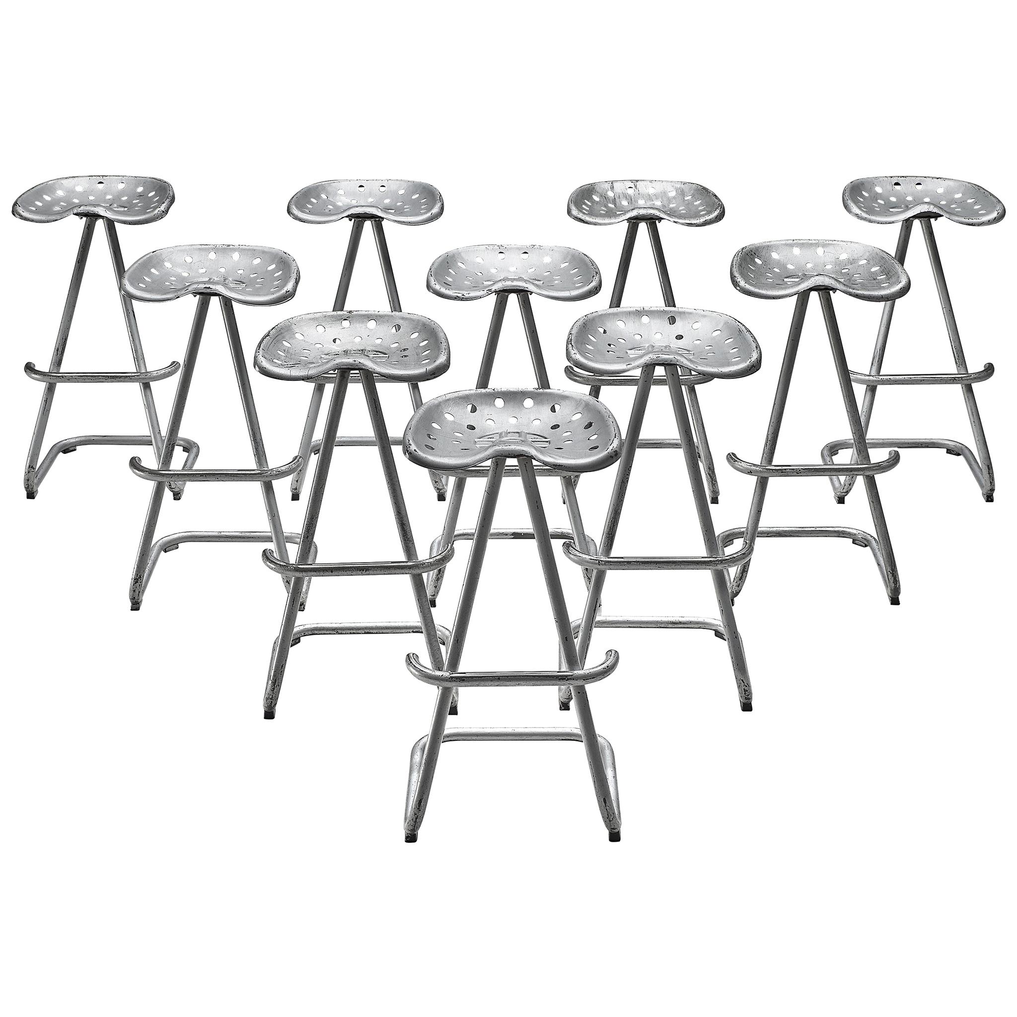 Set of "Tractor" Silver Stools, 1960s