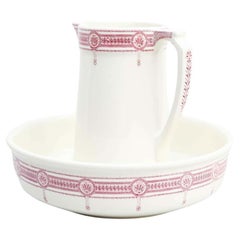 Set of Traditional Belgium Vintage ceramic Vase and its Bowl, circa 1940