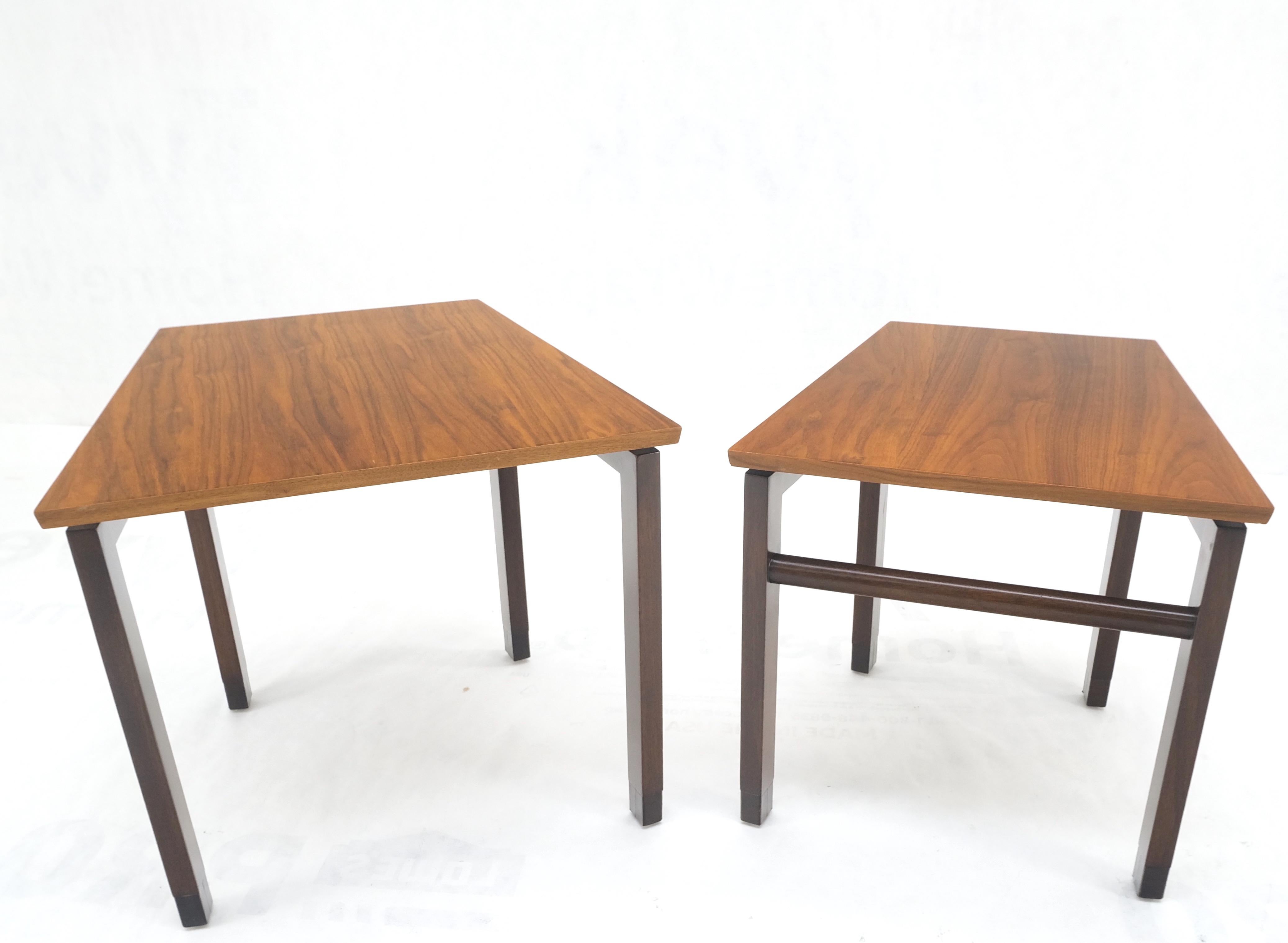 Set of Trapezoid Walnut Mid Century Modern Nesting Stacking End Side Tables MINT For Sale 6