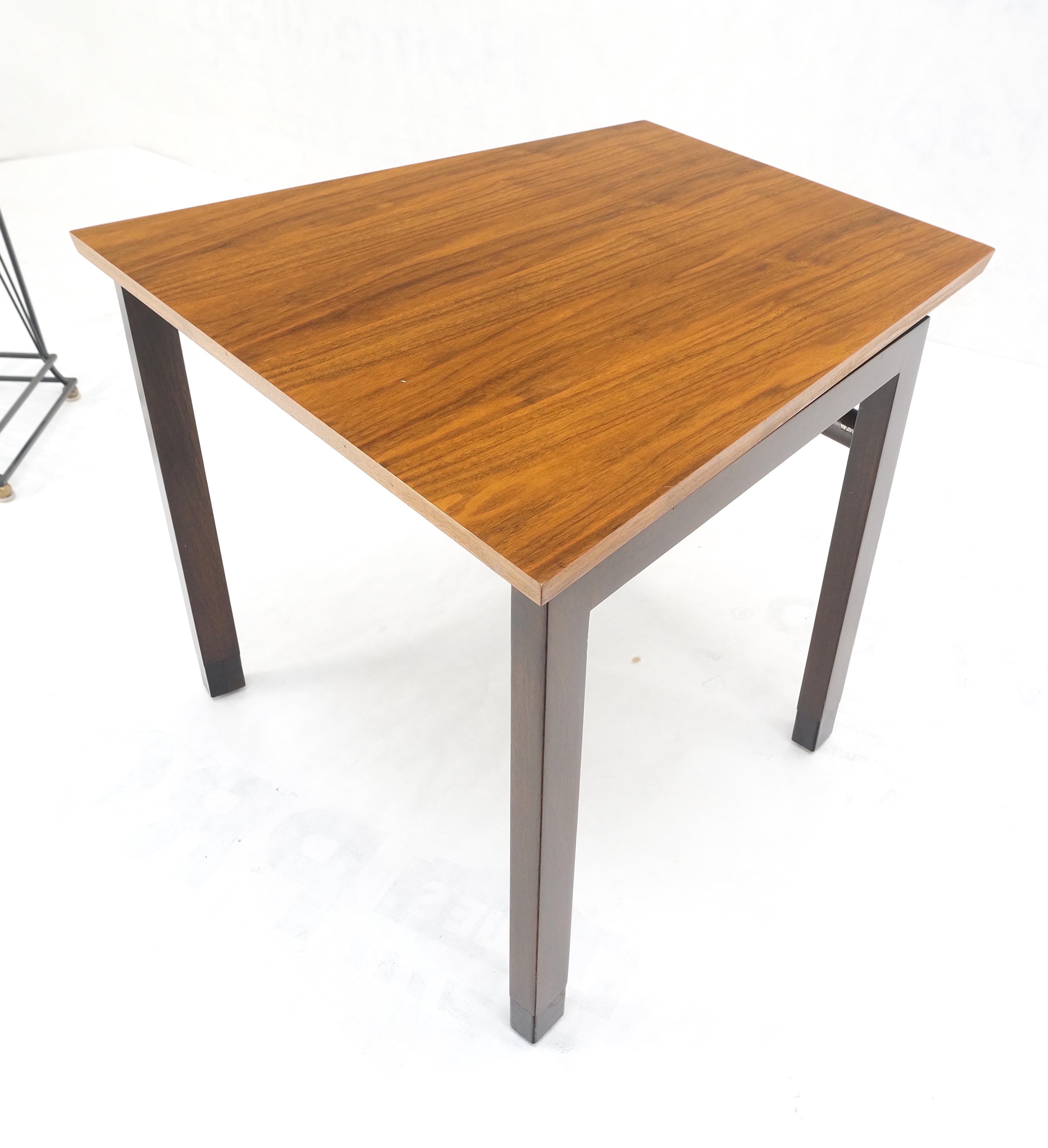 Set of Trapezoid Walnut Mid Century Modern Nesting Stacking End Side Tables MINT In Good Condition For Sale In Rockaway, NJ