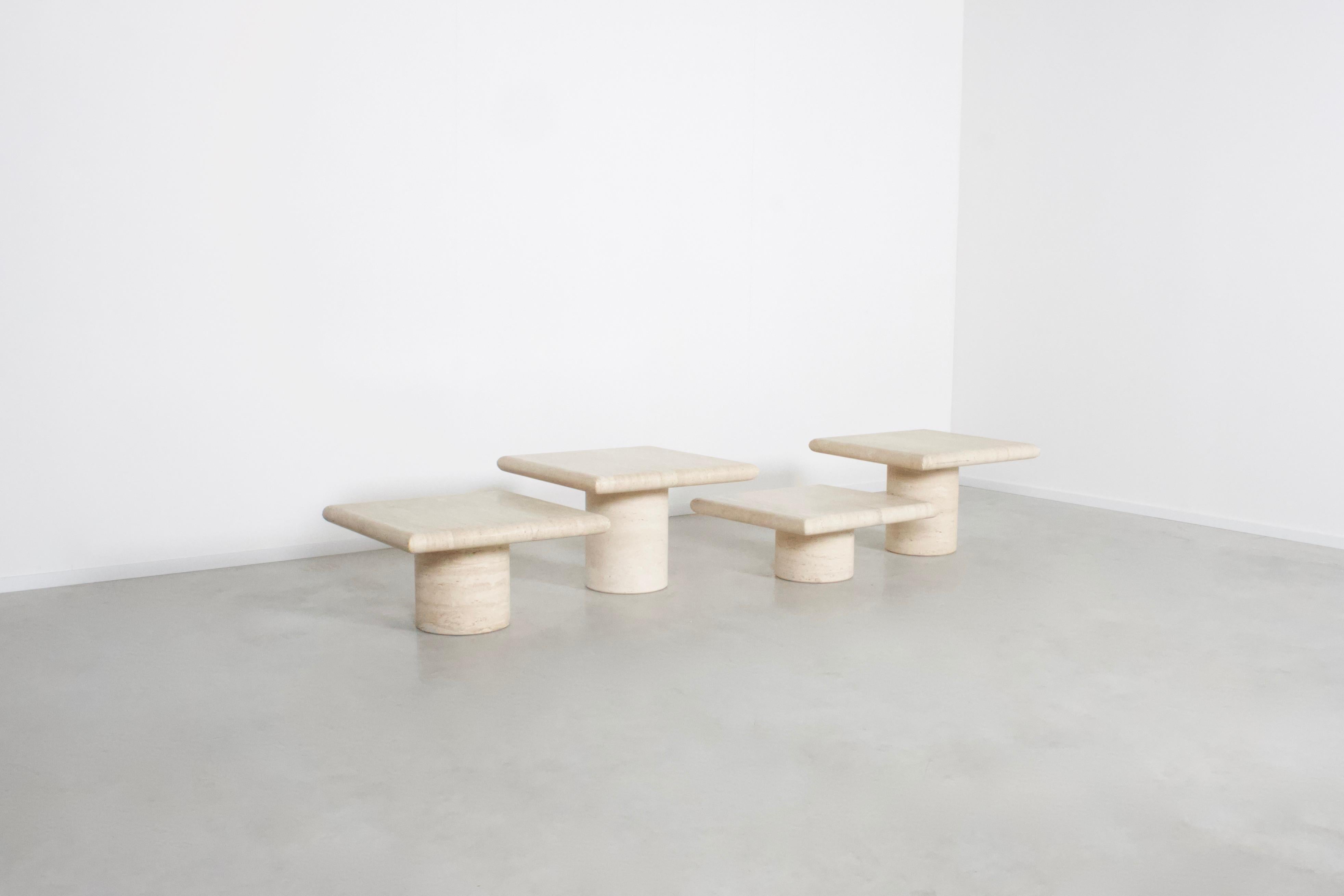 20th Century Set of Travertine Up&Up Tables, Italy, 1970s