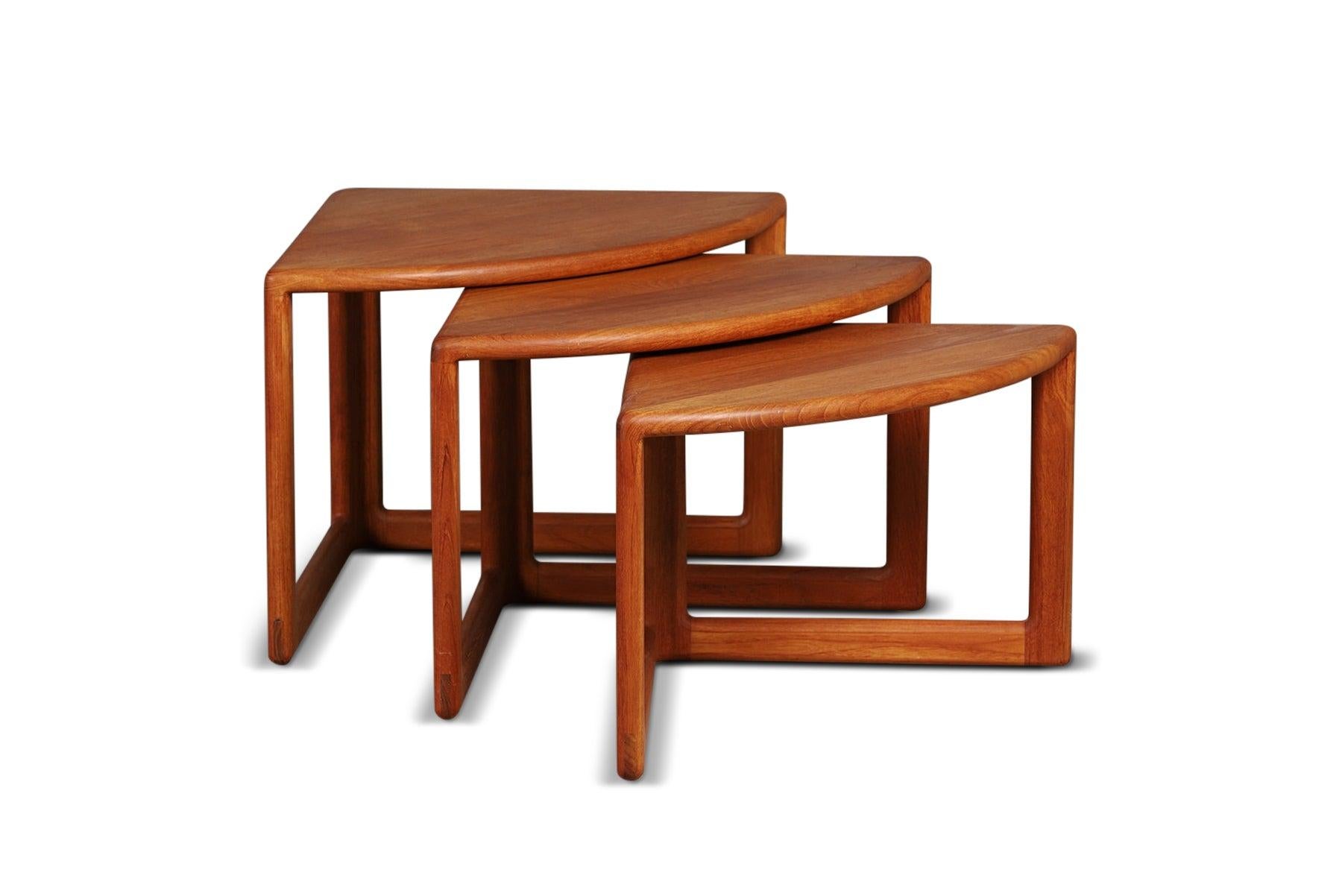 Set Of Triangular Teak Nesting Tables By Niels Bach For Sale 1