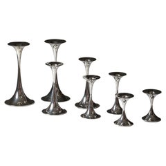 Set of Trumpet Silver Candle Holders, Tapio Wirkkala, Kultakeskus Oy