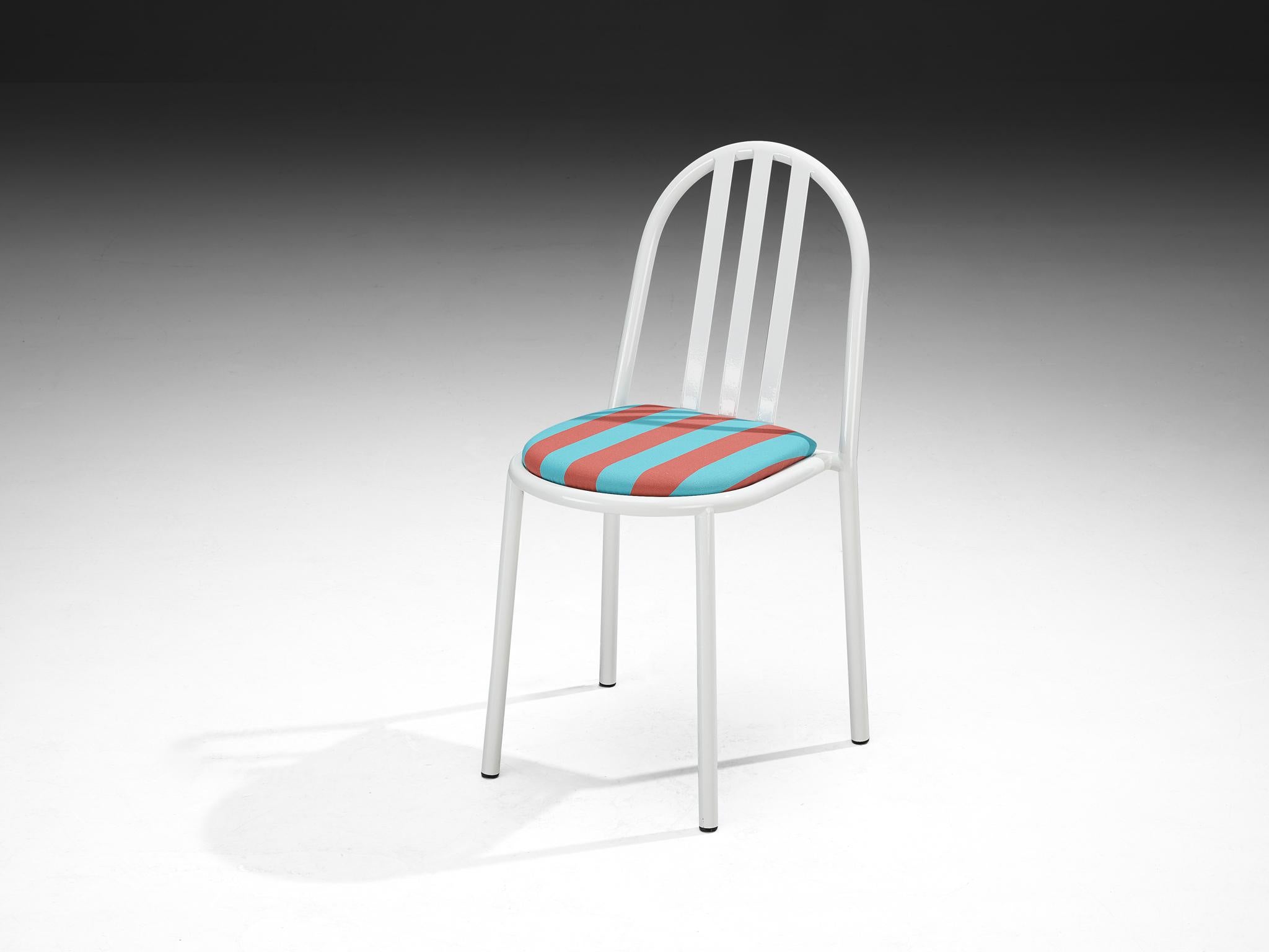Set of Tubular Steel Chairs with Striped Seats by Robert Mallet-Stevens For Sale 4